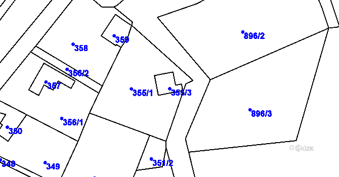 Parcela st. 355/3 v KÚ Velké Březno, Katastrální mapa