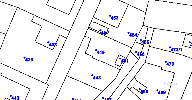 Parcela st. 449 v KÚ Velké Březno, Katastrální mapa