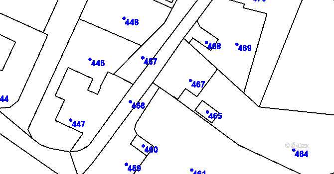 Parcela st. 466 v KÚ Velké Březno, Katastrální mapa