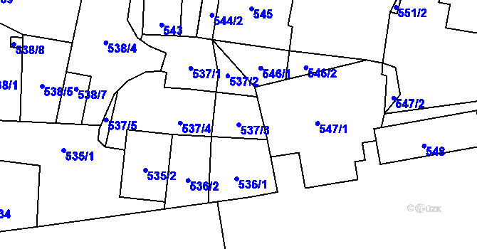 Parcela st. 537/3 v KÚ Velké Březno, Katastrální mapa