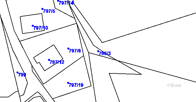 Parcela st. 796/3 v KÚ Velké Březno, Katastrální mapa