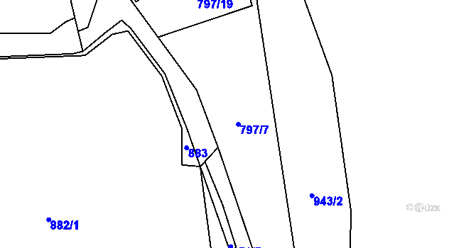 Parcela st. 797/7 v KÚ Velké Březno, Katastrální mapa