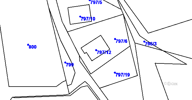 Parcela st. 797/12 v KÚ Velké Březno, Katastrální mapa