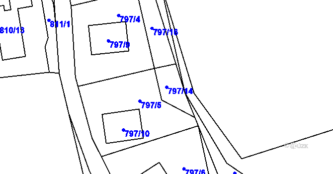 Parcela st. 797/14 v KÚ Velké Březno, Katastrální mapa