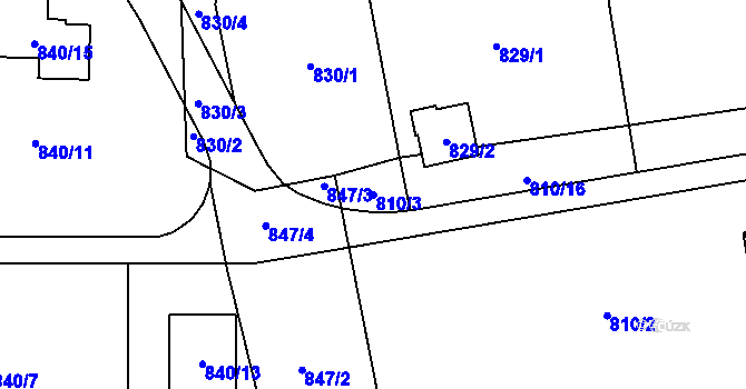 Parcela st. 810/3 v KÚ Velké Březno, Katastrální mapa