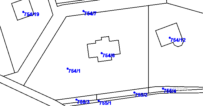 Parcela st. 754/6 v KÚ Velké Březno, Katastrální mapa