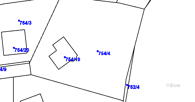 Parcela st. 754/4 v KÚ Velké Březno, Katastrální mapa