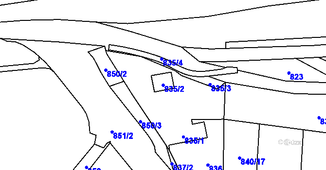 Parcela st. 835/2 v KÚ Velké Březno, Katastrální mapa