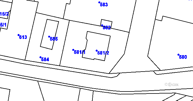 Parcela st. 581/2 v KÚ Velké Březno, Katastrální mapa