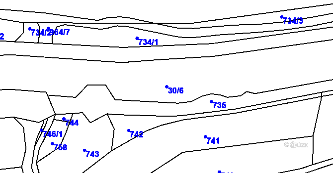 Parcela st. 30/6 v KÚ Velké Březno, Katastrální mapa