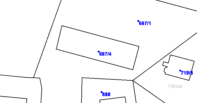 Parcela st. 687/4 v KÚ Velké Březno, Katastrální mapa