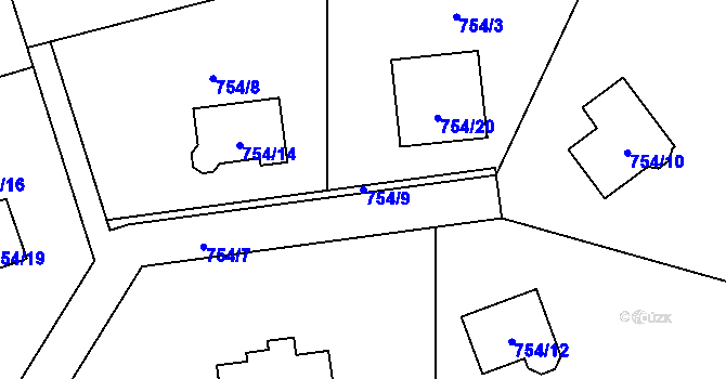Parcela st. 754/9 v KÚ Velké Březno, Katastrální mapa