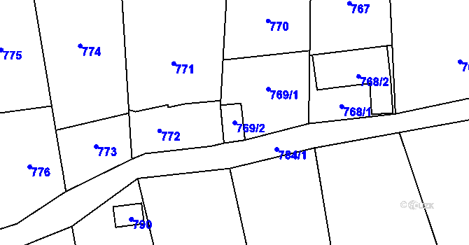 Parcela st. 769/2 v KÚ Velké Březno, Katastrální mapa