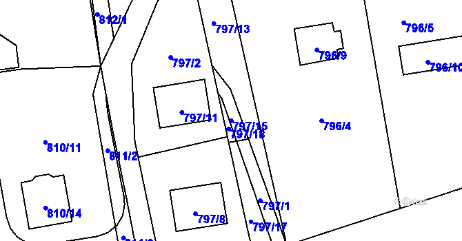 Parcela st. 797/15 v KÚ Velké Březno, Katastrální mapa