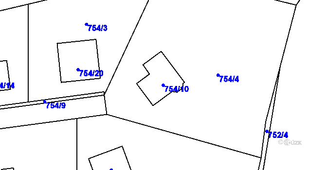 Parcela st. 754/10 v KÚ Velké Březno, Katastrální mapa