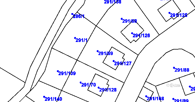 Parcela st. 291/69 v KÚ Velké Březno, Katastrální mapa