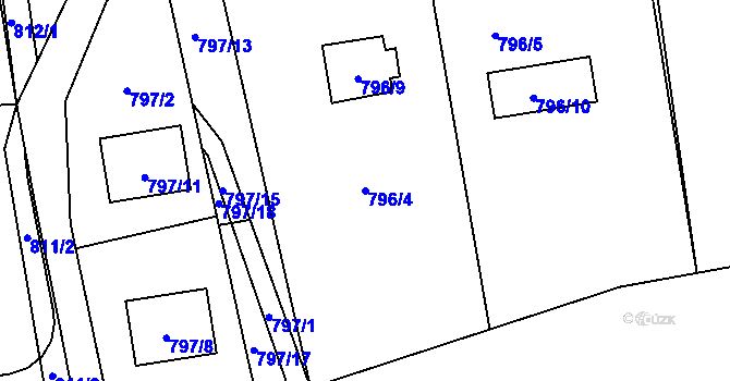 Parcela st. 796/4 v KÚ Velké Březno, Katastrální mapa