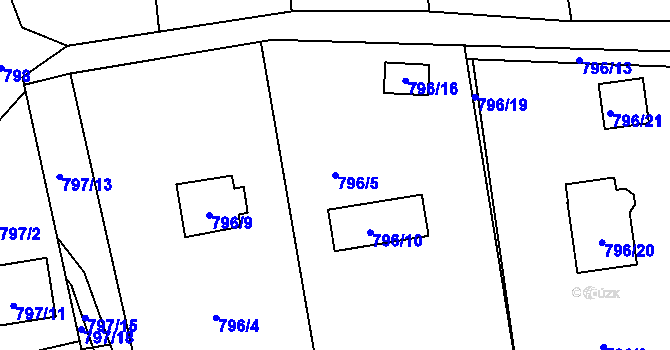 Parcela st. 796/5 v KÚ Velké Březno, Katastrální mapa