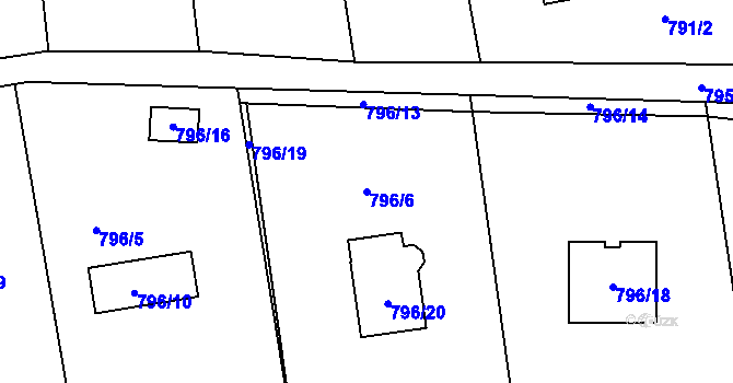 Parcela st. 796/6 v KÚ Velké Březno, Katastrální mapa