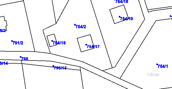 Parcela st. 754/17 v KÚ Velké Březno, Katastrální mapa