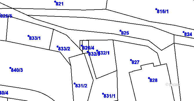 Parcela st. 832/1 v KÚ Velké Březno, Katastrální mapa