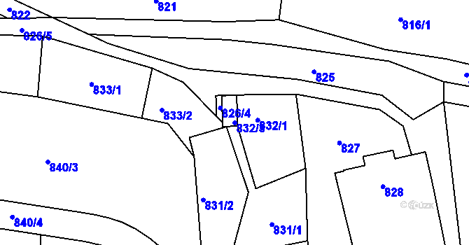 Parcela st. 832/3 v KÚ Velké Březno, Katastrální mapa