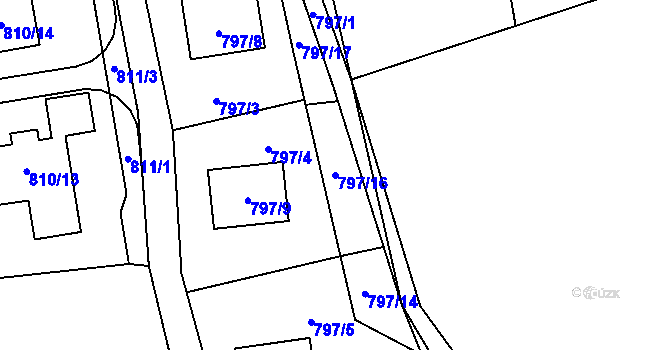 Parcela st. 797/16 v KÚ Velké Březno, Katastrální mapa