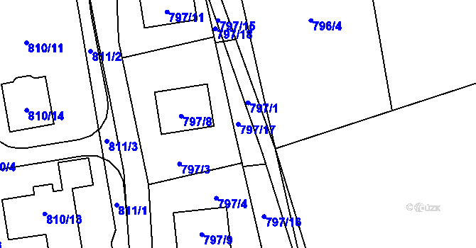 Parcela st. 797/17 v KÚ Velké Březno, Katastrální mapa
