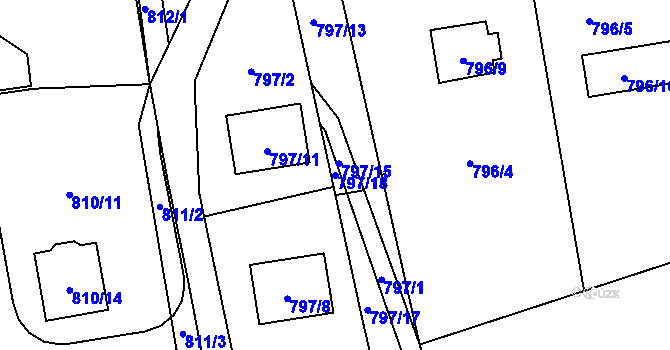 Parcela st. 797/18 v KÚ Velké Březno, Katastrální mapa