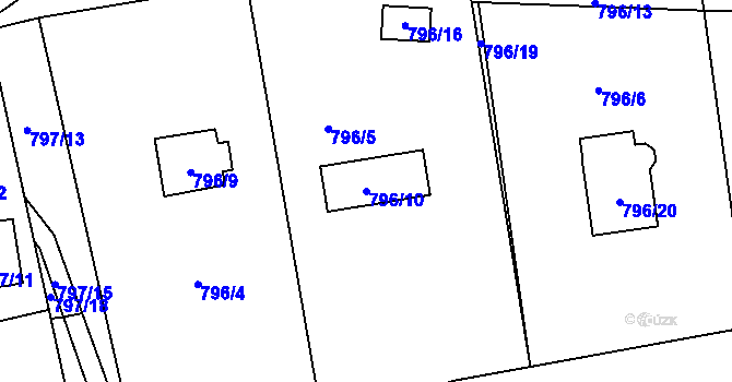 Parcela st. 796/10 v KÚ Velké Březno, Katastrální mapa