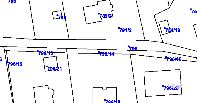 Parcela st. 796/14 v KÚ Velké Březno, Katastrální mapa