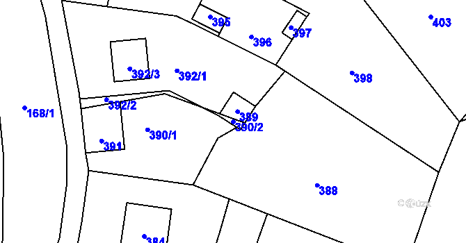 Parcela st. 390/2 v KÚ Velké Březno, Katastrální mapa