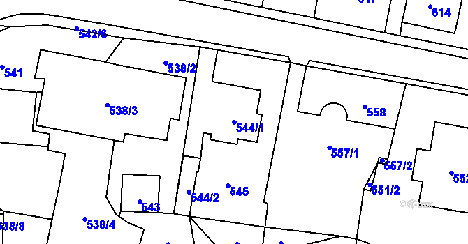 Parcela st. 544/1 v KÚ Velké Březno, Katastrální mapa