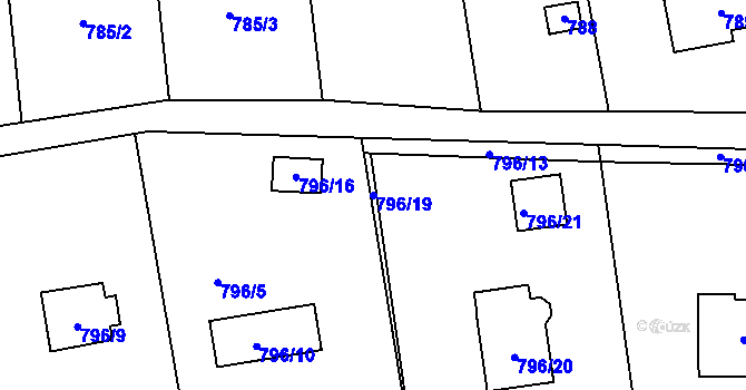 Parcela st. 796/19 v KÚ Velké Březno, Katastrální mapa