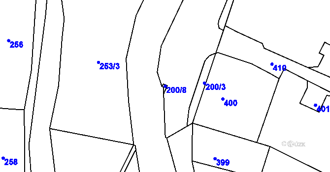 Parcela st. 200/8 v KÚ Velké Březno, Katastrální mapa
