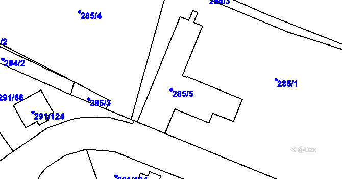 Parcela st. 285/5 v KÚ Velké Březno, Katastrální mapa