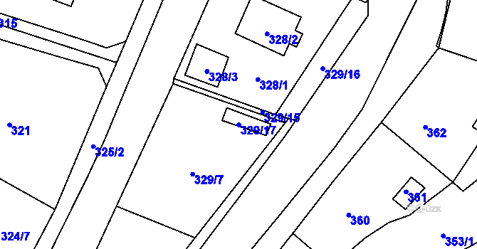 Parcela st. 329/17 v KÚ Velké Březno, Katastrální mapa