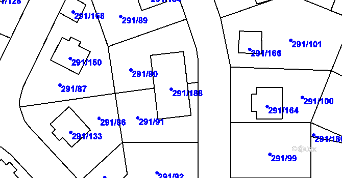 Parcela st. 291/188 v KÚ Velké Březno, Katastrální mapa