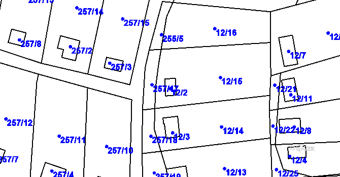 Parcela st. 12/2 v KÚ Vítov u Velkého Března, Katastrální mapa