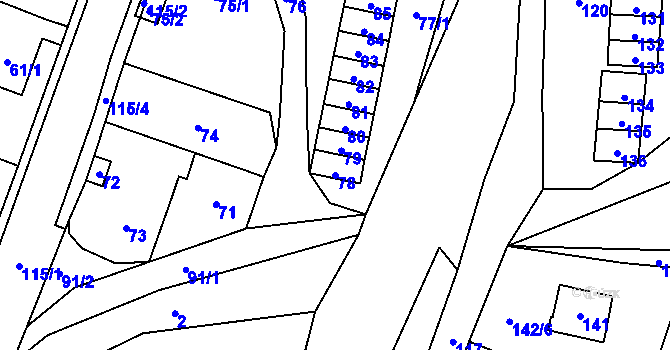 Parcela st. 78 v KÚ Vítov u Velkého Března, Katastrální mapa