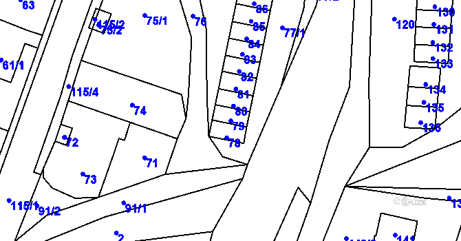 Parcela st. 79 v KÚ Vítov u Velkého Března, Katastrální mapa