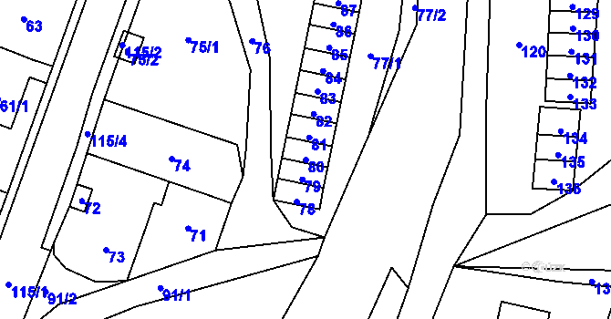 Parcela st. 80 v KÚ Vítov u Velkého Března, Katastrální mapa