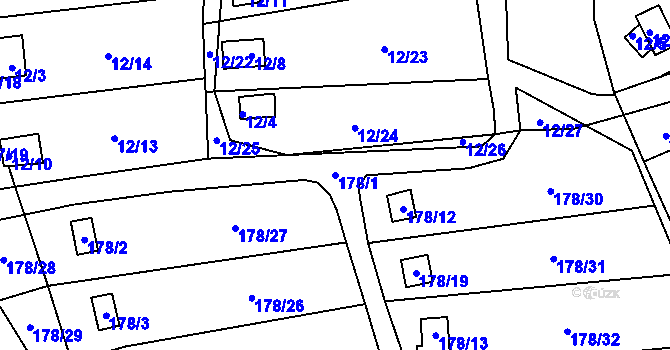 Parcela st. 178/1 v KÚ Vítov u Velkého Března, Katastrální mapa