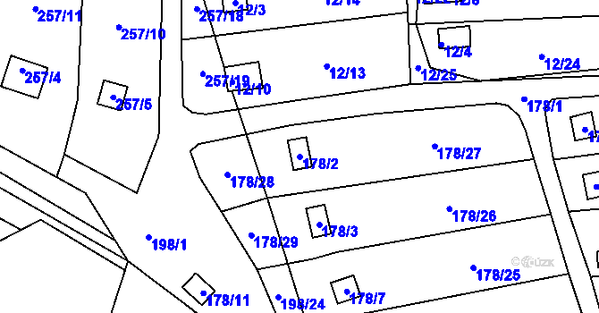 Parcela st. 178/2 v KÚ Vítov u Velkého Března, Katastrální mapa
