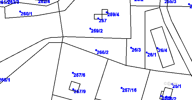 Parcela st. 266/2 v KÚ Vítov u Velkého Března, Katastrální mapa