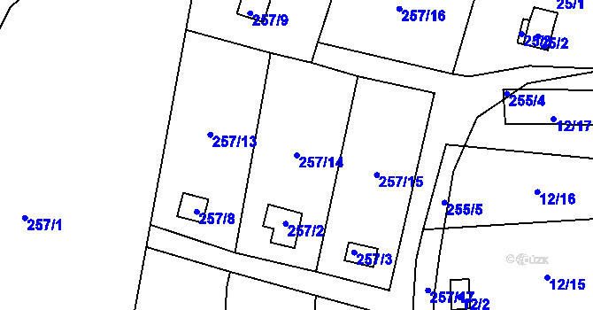 Parcela st. 257/14 v KÚ Vítov u Velkého Března, Katastrální mapa