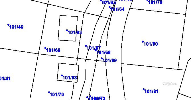 Parcela st. 101/68 v KÚ Vítov u Velkého Března, Katastrální mapa