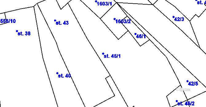 Parcela st. 45/1 v KÚ Kundratice u Přimdy, Katastrální mapa