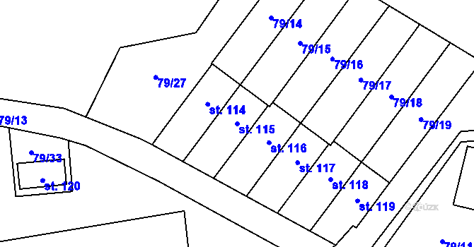 Parcela st. 115 v KÚ Velké Dvorce, Katastrální mapa