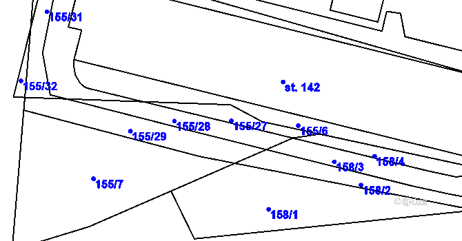 Parcela st. 155/27 v KÚ Velké Dvorce, Katastrální mapa